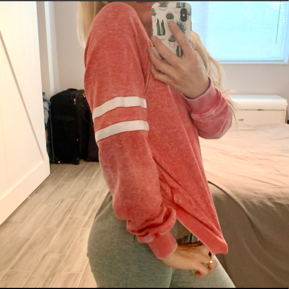 Vintage red white stripe lightweight sweatshirt